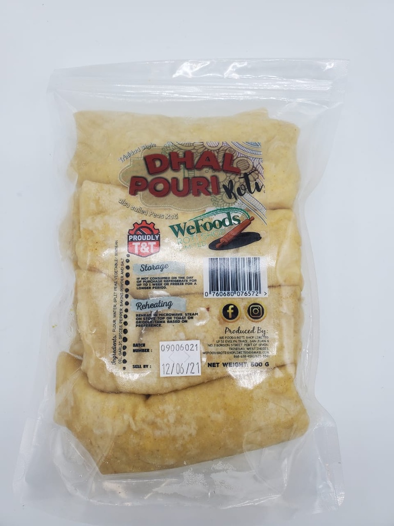 WE FOODS-DHAL PURI ROTI SKIN (4 PK)