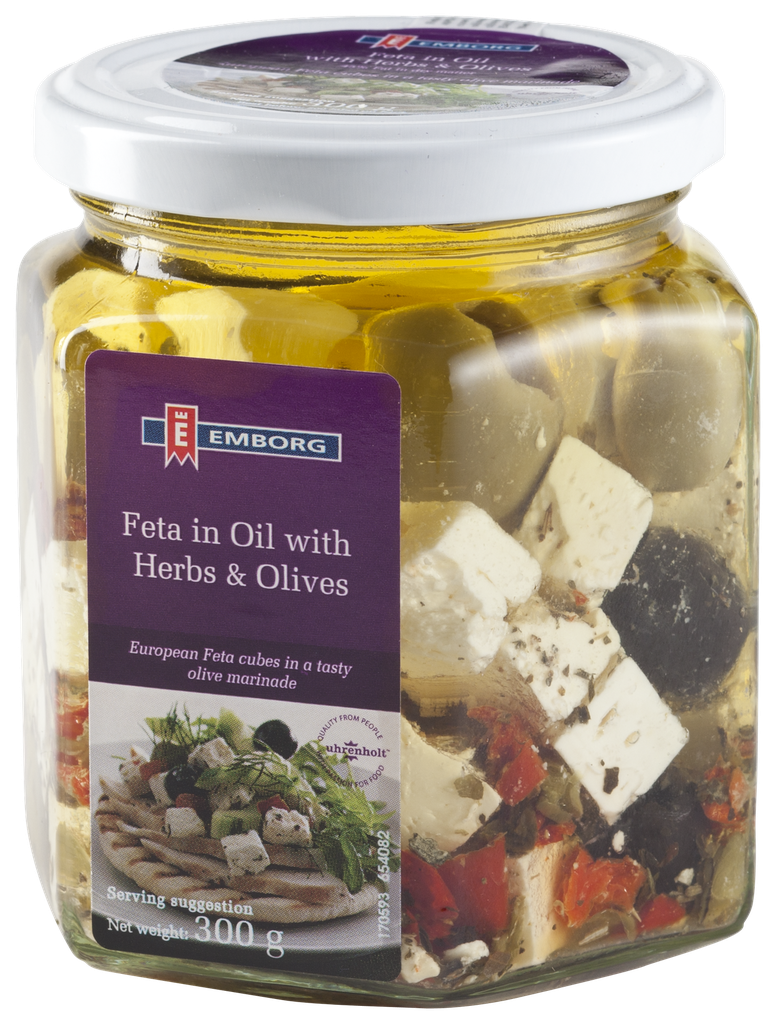 EMBORG FETA CUBES IN OIL W/HERBS 300G