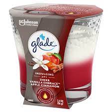 GLADE CANDLE SHEER VAN. EMB&amp;APPLE CINN 3.4OZ