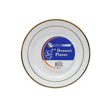 RHINOWARE 7&quot; DESSERT PLATES 6PC GOLD RIM