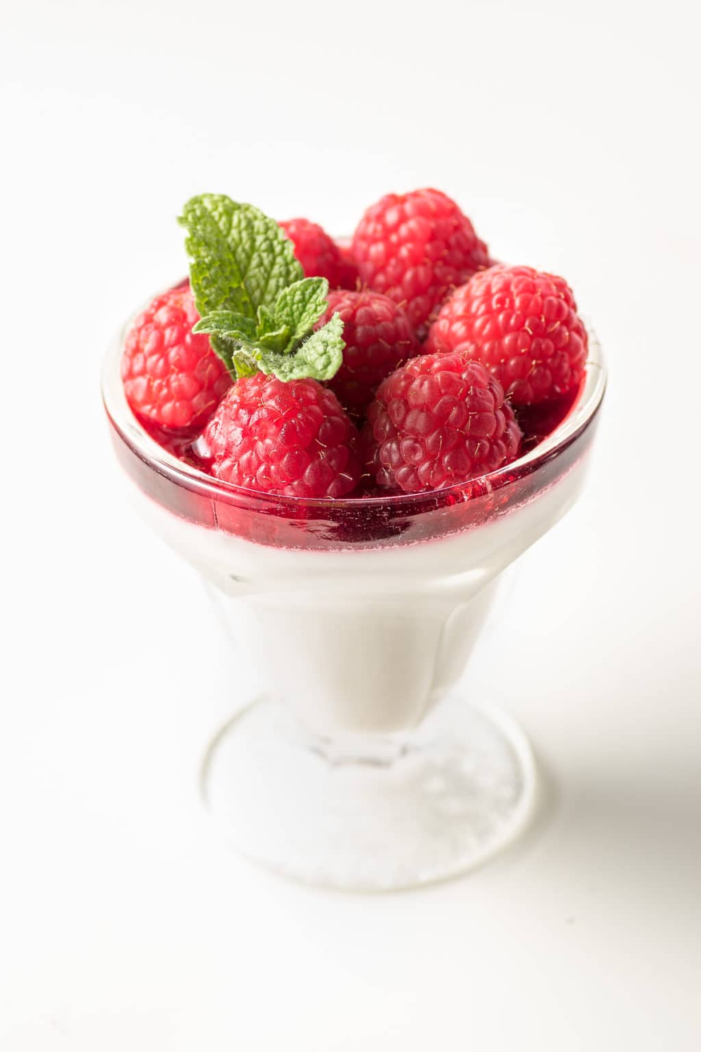 Single Serve SS Raspberry topped Panna Cotta